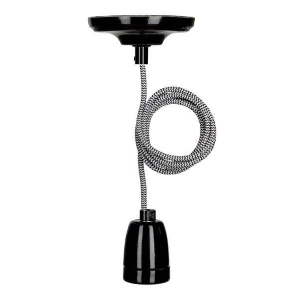 BAILEY - Pendelleuchte York E27 Schwarz 1.5M 2C Schwarz/Weiß