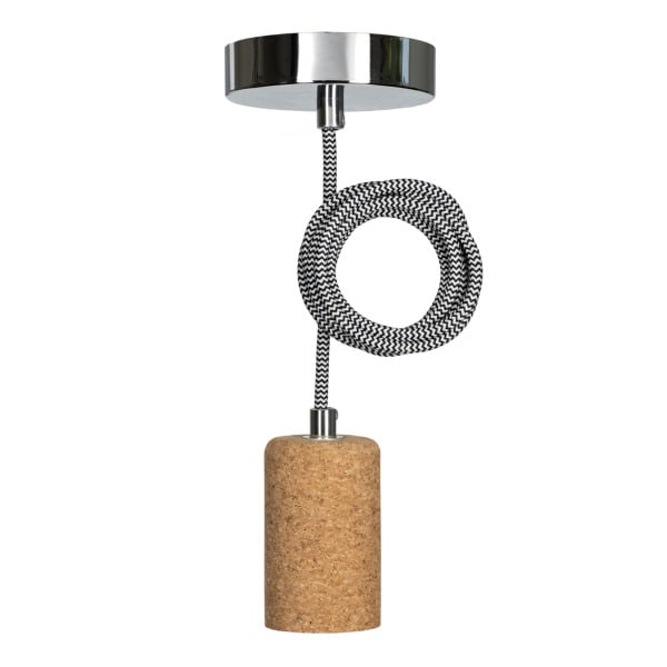 BAILEY - Pendelleuchte Cork E27 1.5M 2C Schwarz/Weiß
