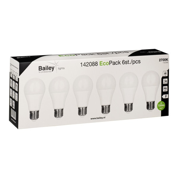 BAILEY - EcoPack 6Stk LED A60 E27 8W (55W) 720lm 827 Opal