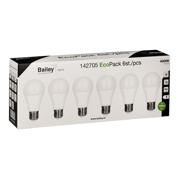 BAILEY - EcoPack 6Stk LED A60 E27 8W (55W) 720lm 840 Opal