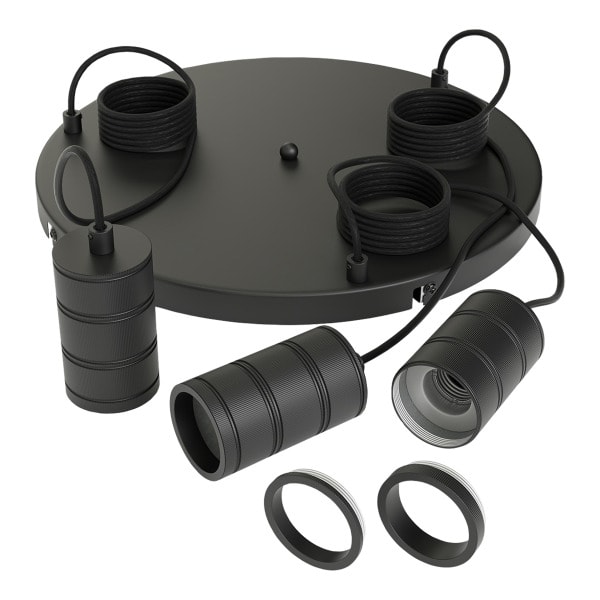 CALEX - Retro Pendant Round 3X2M Industrial Black E27