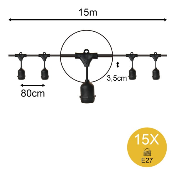 BAILEY - Lichterkette Pendel 15M 15pcs E27 IP44