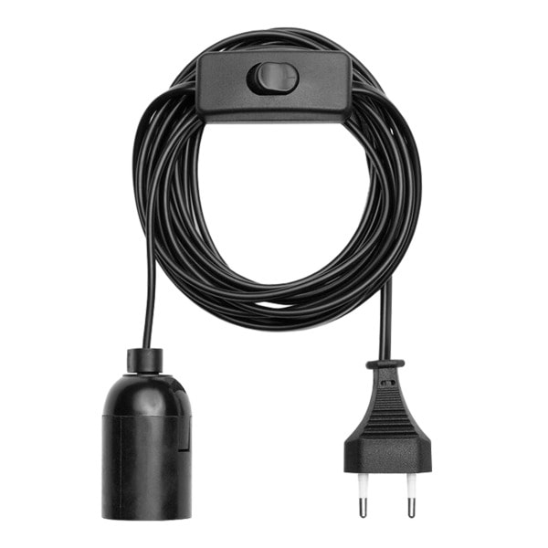 BAILEY - Cord 350cm Black E27 European plug & Switch