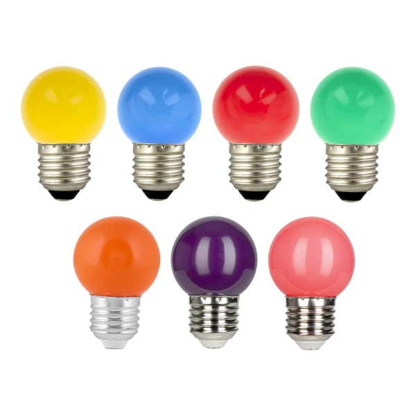 ALI - EcoPack 7Stk LED Party G45 E27 1W Regenbogen PC