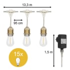 ALI - Rope Lichterkette Pendelleuchte 15M Transp 15pcs LED FIL ST45 IP44