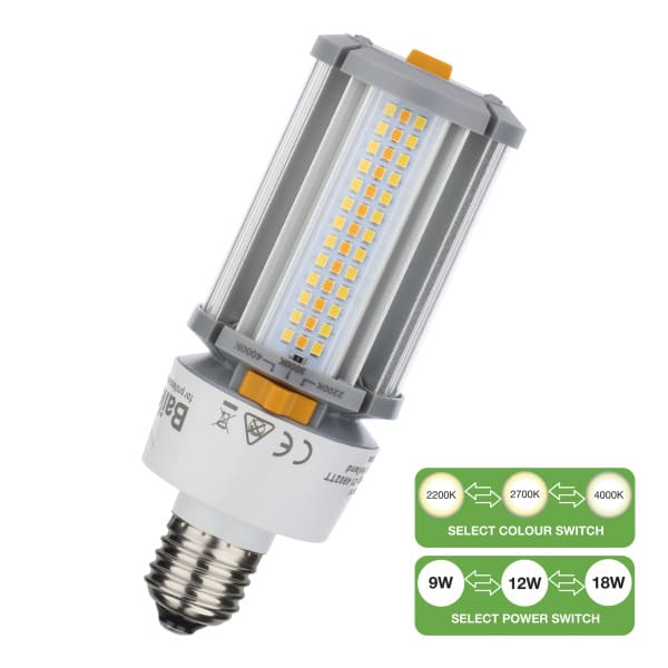 ALI - LED Corn Switch E27 9W-12W-18W 1000lm-2350lm 2200K-4000K