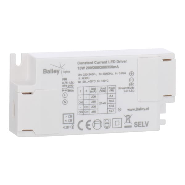 BAILEY - TOPO CC LED Driver 15W 200/250/300/350mA IP20