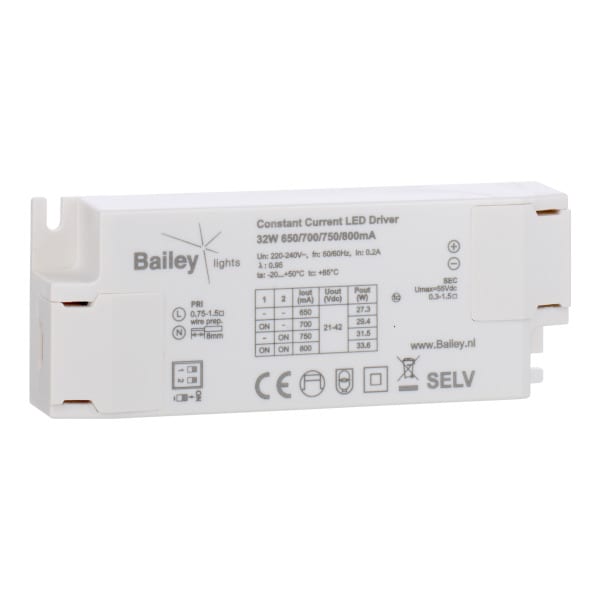 BAILEY - TOPO CC LED Driver 32W 650/700/750/800mA IP20