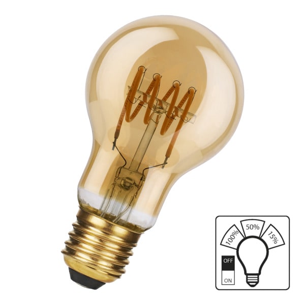 BAILEY - SPIRALED Thomas A60 E27 3-Step DIM 5W (37W) 420lm 822 Gold
