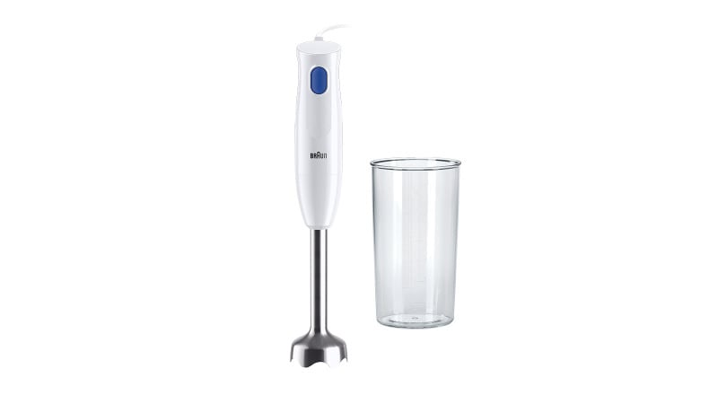 BRAUN HH - Stabmixer 450W Metallfuß Mixbecher weiss-blau