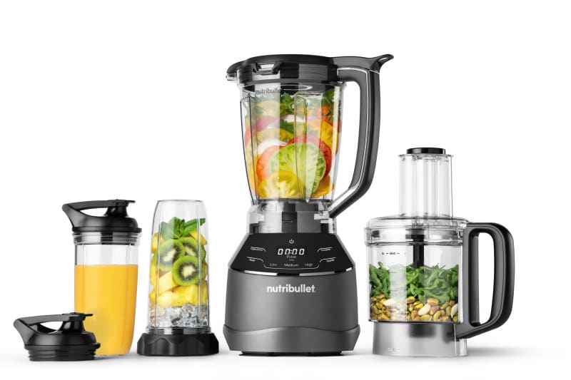 NUTRIBULLET - Standmixer 3in1 1500W 1.8L Mixb 1.6L Küchenmasch.Aufs. 2x2GO-Becher/Aufs