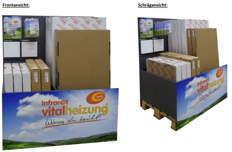 VITALHEIZUNG - Aufsteller mit vormontierte Muster 1x HVH100