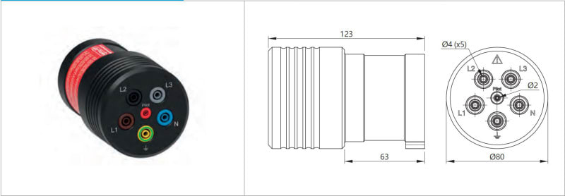 CHAUVIN ARNOUX - CEE-Adapter (63 A) 4 mm Buchsen