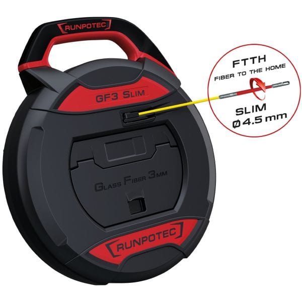 RUNPOTEC - GF3 SLIM-Ø3mm ohn Meterzähler -20m Kabeleinziehsystem für Rohrdm 5-40mm