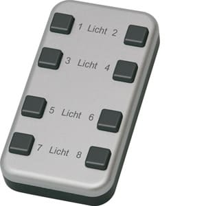ELTAKO - Funk-Minihandsender. Oberseite alu lackiert, Unterseite und Tasten Anthrazit-Soft-Lackierung