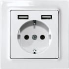 ELTAKO - Schutzkontakt-Steckdose im E-Design55 mit 2xUSB-A, polarweiß glänzend