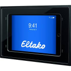ELTAKO - Unterputz-Wand-Dockingstation für iPads 10,9 Zoll mit Ladefunktion, Alu schwarz eloxiert mit schwarzer Glasblende