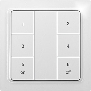 ELTAKO - Funk-6-Kanal-Taster in E-Design55 als Keypad, polarweiß glänzend