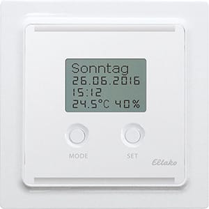 ELTAKO - Funk-Uhren-Thermo-Hygrostat mit Display im E-Design55, polarweiß matt