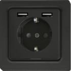 ELTAKO - Schutzkontakt-Steckdose im E-Design55 mit 2xUSB-A, anthrazit matt
