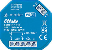 ELTAKO - Beschattungsaktor mit IP, Matter über Wi-Fi, optional EnOcean, 1+1 Schließer 10 A/250 V AC