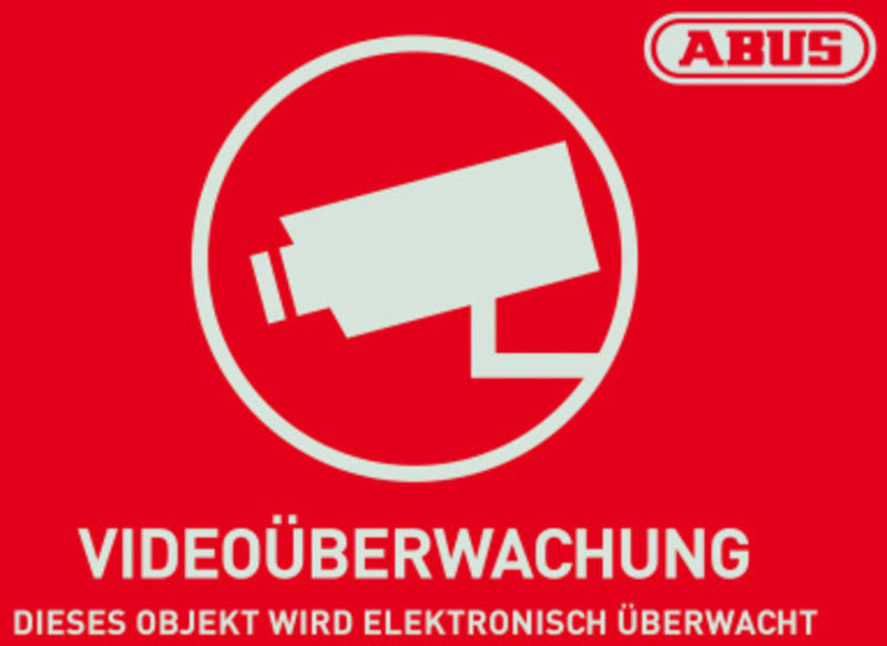 ABUS - Warnaufkleber Videoüberwachung mit ABUS Logo 74 x 52,5 mm