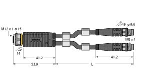 TURCK - 2-fach-Verteilersysteme, Y-Verteiler mit Leitung, Kupplung M