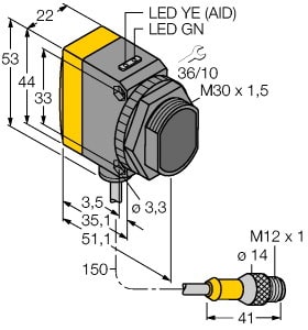 TURCK - Opto-Sensor, Einweglichtschranke (Empfänger), zur Wassererke