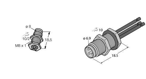TURCK - Zubehör für Aktuator-/Sensorleitungen, Flanschstecker mit Li