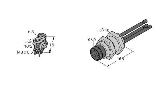 TURCK - Zubehör für Aktuator-/Sensorleitungen, Flanschstecker mit Li