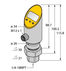 TURCK - Drucksensor (verdrehbar), mit 2 Transistorschaltausgängen pn