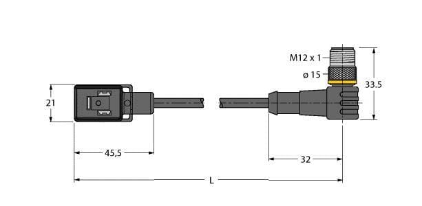 TURCK - Ventilsteckverbinder Bauform B, Verbindungsleitung