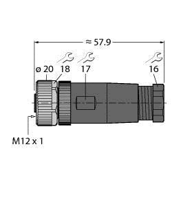 TURCK - M12 x 1 Rundsteckverbinder, Konfektionierbare Kupplung, gera