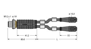 TURCK - 2-fach-Verteilersysteme, Y-Verteiler mit Leitung, Stecker M1