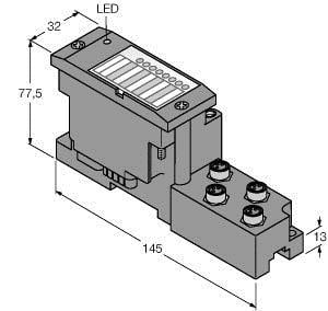 TURCK - BL67 Basismodul, 4 x M8 Steckverbinder, 3-polig
