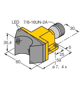 TURCK - Induktiver Sensor, Doppelsensor für Schwenkantriebe, Standar
