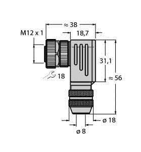 TURCK - M12 x 1 Rundsteckverbinder, Konfektionierbare Kupplung, abge