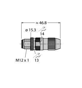 TURCK - M12 x 1 Rundsteckverbinder, Konfektionierbarer Stecker, gera