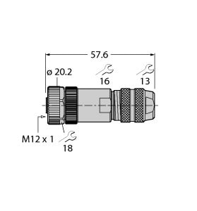 TURCK - M12 x 1 Rundsteckverbinder, Konfektionierbare Kupplung, gera
