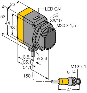 TURCK - Opto-Sensor, Einweglichtschranke (Sender), zur Wassererkennu