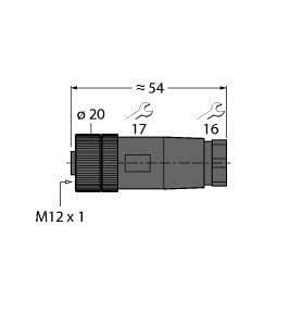 TURCK - M12 x 1 Rundsteckverbinder, Konfektionierbare Kupplung, gera