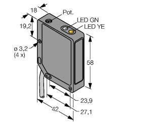 TURCK - Opto-Sensor, Reflexionslichttaster mit einstellbarer Hinterg