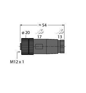 TURCK - M12 x 1 Rundsteckverbinder, Konfektionierbare Kupplung, gera