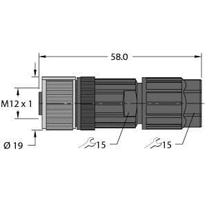 TURCK - M12 x 1 Rundsteckverbinder, Konfektionierbare Kupplung, gera