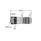 TURCK - M12 x 1 Rundsteckverbinder, Konfektionierbare Kupplung, gera