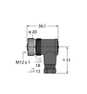 TURCK - M12 x 1 Rundsteckverbinder, Konfektionierbare Kupplung, abge