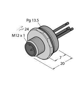 TURCK - Zubehör für Aktuator-/Sensorleitungen, Flanschstecker mit Li