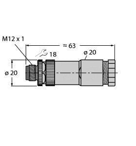 TURCK - M12 x 1 Rundsteckverbinder, Konfektionierbarer Stecker, gera