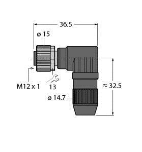 TURCK - M12 x 1 Rundsteckverbinder, Konfektionierbare Kupplung, abge