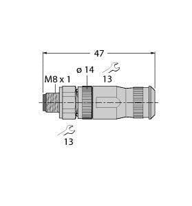 TURCK - M8 x 1 / Ø 8 mm Rundsteckverbinder, Konfektionierbarer Steck